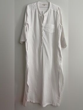 EVERYDAY RITUAL 100% Cotton Women’s XL Button Up Maxi Tunic 3/4” Sleeved Dress
